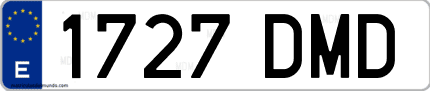 Ejemplo de matrícula de coche ordinaria 1727 DMD