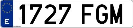 Ejemplo de matrícula española 1727 FGM
