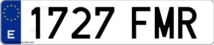 Ejemplo de matrícula española 1727 FMR