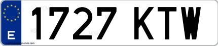 Ejemplo de matrícula española 1727 KTW