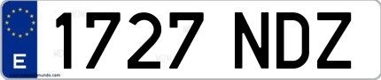 Ejemplo de matrícula española 1727 NDZ