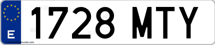 Ejemplo de matrícula de coche ordinaria 1728 MTY
