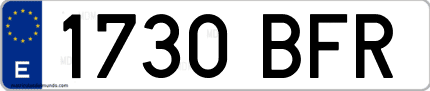 Ejemplo de matrícula de coche ordinaria 1730 BFR