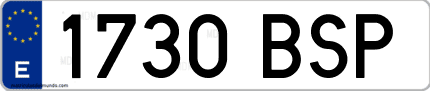 Ejemplo de matrícula de coche ordinaria 1730 BSP