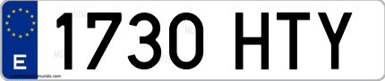 Ejemplo de matrícula de coche ordinaria 1730 HTY