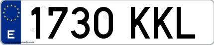 Ejemplo de matrícula española 1730 KKL