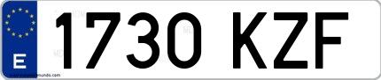 Ejemplo de matrícula española 1730 KZF