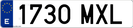 Ejemplo de matrícula de coche ordinaria 1730 MXL
