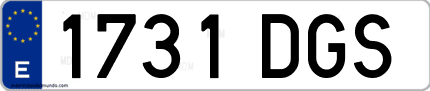 Ejemplo de matrícula de coche ordinaria 1731 DGS