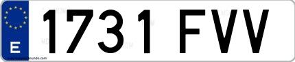 Ejemplo de matrícula española 1731 FVV