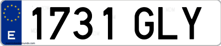 Ejemplo de matrícula de coche ordinaria 1731 GLY