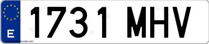 Ejemplo de matrícula española 1731 MHV