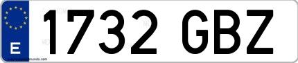 Ejemplo de matrícula española 1732 GBZ