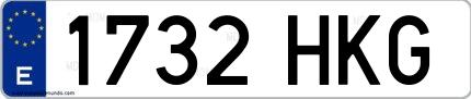 Ejemplo de matrícula española 1732 HKG