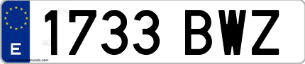 Ejemplo de matrícula de coche ordinaria 1733 BWZ