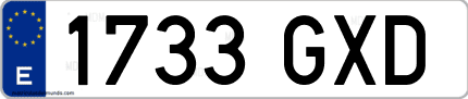 Ejemplo de matrícula de coche ordinaria 1733 GXD