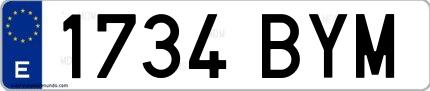 Ejemplo de matrícula española 1734 BYM