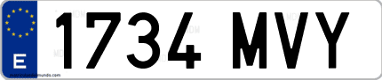 Ejemplo de matrícula de coche ordinaria 1734 MVY