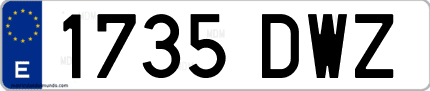 Ejemplo de matrícula de coche ordinaria 1735 DWZ