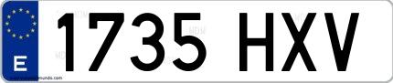 Ejemplo de matrícula española 1735 HXV