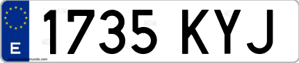 Ejemplo de matrícula de coche ordinaria 1735 KYJ