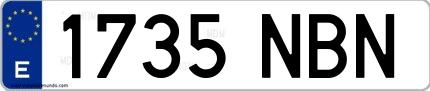 Ejemplo de matrícula española 1735 NBN