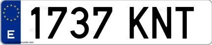 Ejemplo de matrícula española 1737 KNT