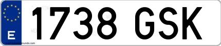 Ejemplo de matrícula española 1738 GSK