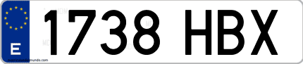 Ejemplo de matrícula de coche ordinaria 1738 HBX
