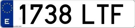 Ejemplo de matrícula española 1738 LTF