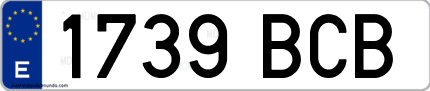 Ejemplo de matrícula de coche ordinaria 1739 BCB