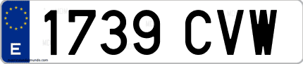 Ejemplo de matrícula de coche ordinaria 1739 CVW
