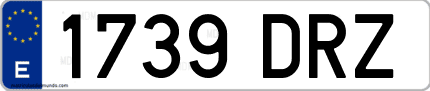 Ejemplo de matrícula de coche ordinaria 1739 DRZ