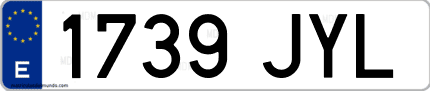 Ejemplo de matrícula de coche ordinaria 1739 JYL