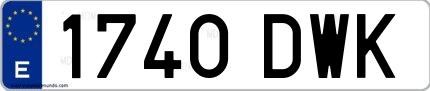 Ejemplo de matrícula española 1740 DWK