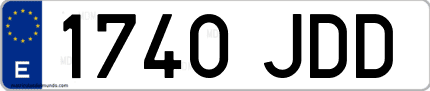Ejemplo de matrícula de coche ordinaria 1740 JDD