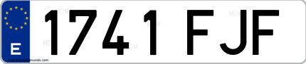 Ejemplo de matrícula de coche ordinaria 1741 FJF