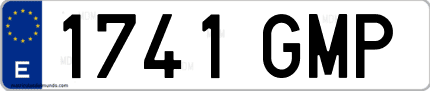Ejemplo de matrícula de coche ordinaria 1741 GMP