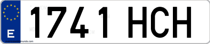 Ejemplo de matrícula de coche ordinaria 1741 HCH
