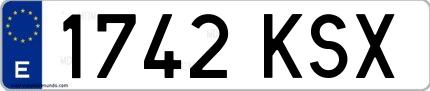 Ejemplo de matrícula española 1742 KSX