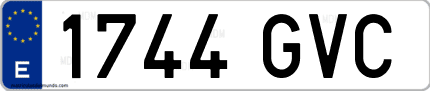 Ejemplo de matrícula de coche ordinaria 1744 GVC