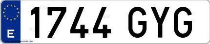 Ejemplo de matrícula española 1744 GYG