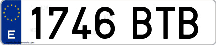 Ejemplo de matrícula de coche ordinaria 1746 BTB