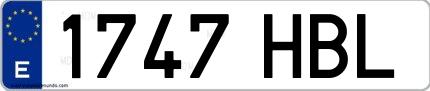 Ejemplo de matrícula española 1747 HBL