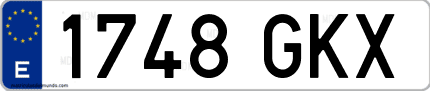 Ejemplo de matrícula de coche ordinaria 1748 GKX
