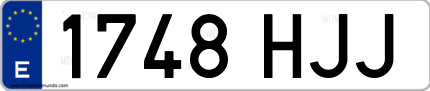 Ejemplo de matrícula de coche ordinaria 1748 HJJ