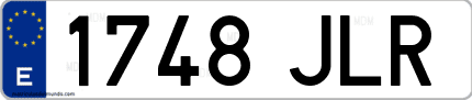 Ejemplo de matrícula de coche ordinaria 1748 JLR