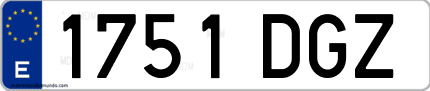 Ejemplo de matrícula de coche ordinaria 1751 DGZ