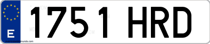 Ejemplo de matrícula de coche ordinaria 1751 HRD