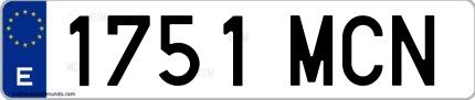 Ejemplo de matrícula española 1751 MCN